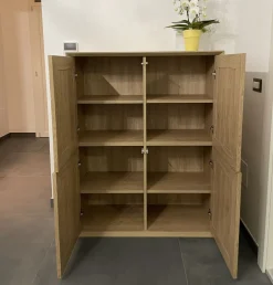Credenza moderna verde Bristol e Teak 4 ante senza maniglia linea Tilt CLASSIC