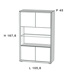 Credenza Nuvola Frassino e Roccia 4 ante senza maniglia con mensola in vetro linea Tilt