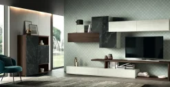 Credenza Olivia linea Alba in finitura Quercia e Marmo Dark