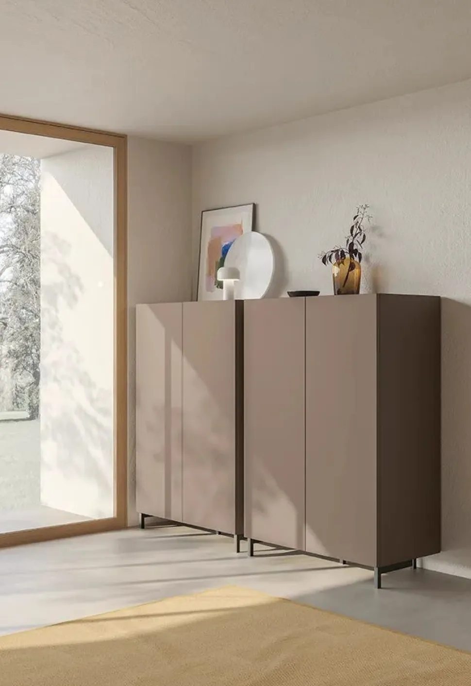 Credenza retrofinita 2 ante battenti linea Cosmo disponibile in varie colorazioni