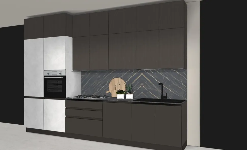 Cucina Alta Lineare 360cm moderna