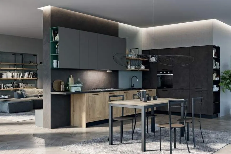 Cucina Angolare moderna Trilo Open modulare