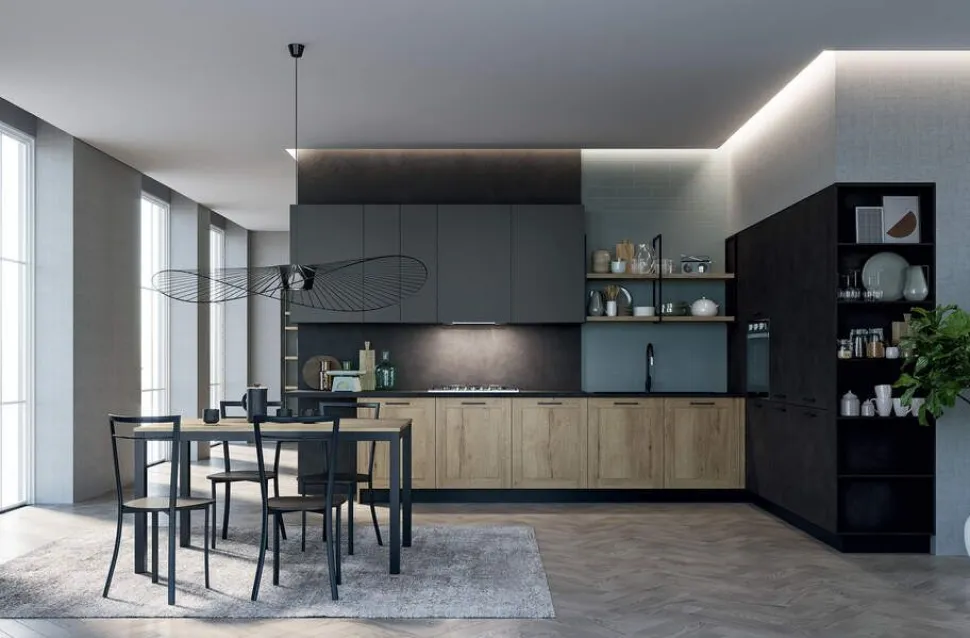 Cucina Angolare moderna Trilo Open modulare