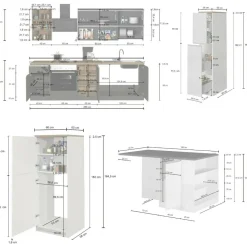 Cucina completa con isola moderna con maniglie a incasso in allumino Patrik in finitura Antracite e Ardesia