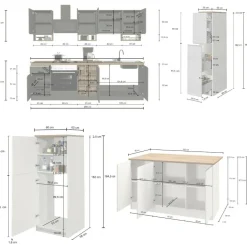 Cucina completa con isola moderna con maniglie a incasso in allumino Selene in finitura Antracite Opaco e Ardesia