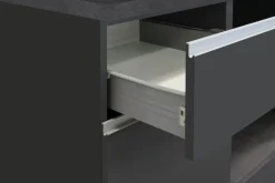 Cucina completa con isola moderna con maniglie a incasso in allumino Irene in finitura Antracite Opaco e Ardesia
