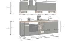 Cucina lineare moderna con maniglie a incasso in allumino Zenit in finitura Bianco Lucido e Ardesia