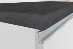 Cucina lineare moderna con maniglie a incasso in allumino Zenit in finitura Bianco Lucido e Ardesia