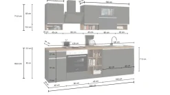 Cucina lineare moderna con maniglie a incasso in allumino Sendy in finitura Antracite Opaco e Ardesia