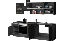 Cucina lineare moderna con maniglie a incasso in allumino Luis in finitura Antracite Opaco e Ardesia