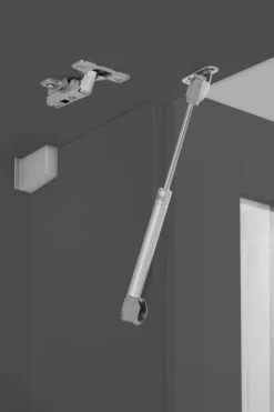 Cucina lineare moderna con maniglie a incasso in allumino Luis in finitura Antracite Opaco e Rovere