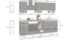 Cucina lineare moderna con maniglie a incasso in allumino Zenit in finitura Antracite Opaco e Rovere