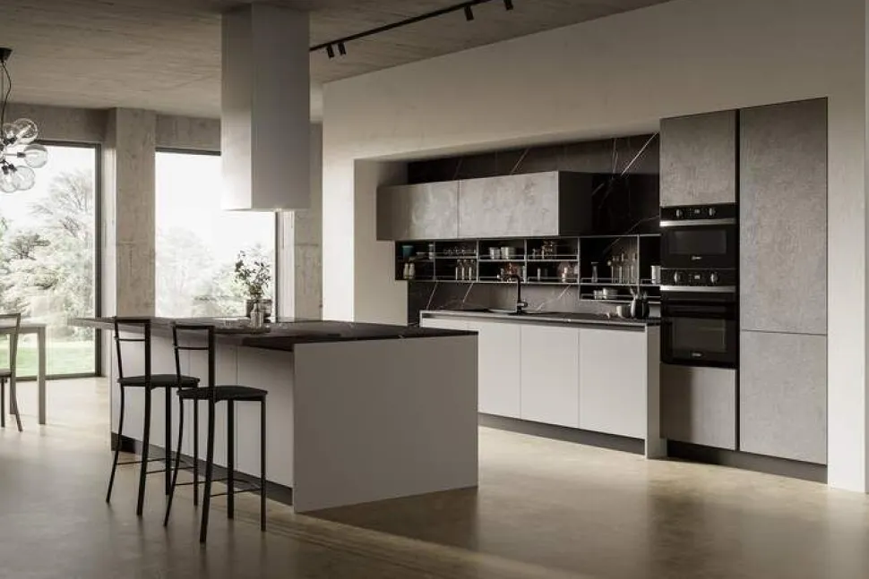 Cucina Moderna con isola Loft Open personalizzabile