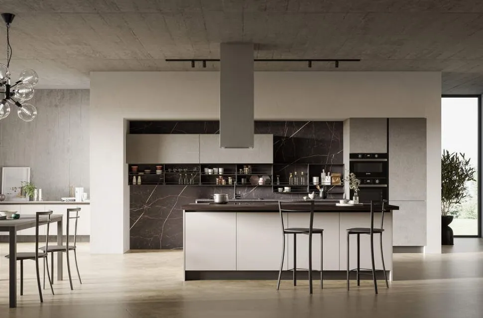 Cucina Moderna con isola Loft Open personalizzabile