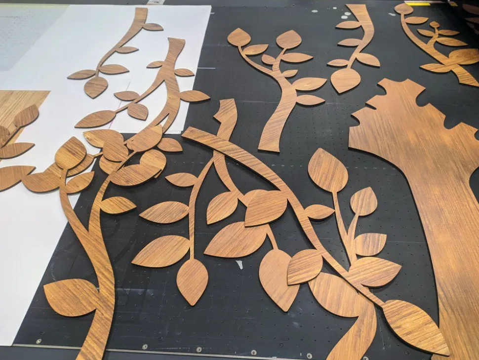 Decorazione in legno albero della vita, legno scuro in legno MDF, altezza 1,7 metri