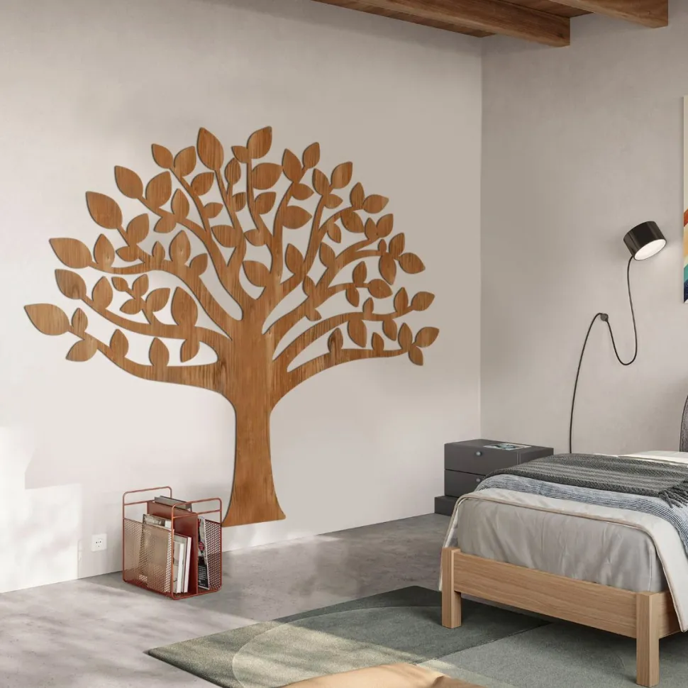 Decorazione in legno albero della vita, legno scuro in legno MDF, altezza 1,7 metri