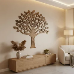 Decorazione in legno albero della vita, legno wenge altezza 1,7 metri