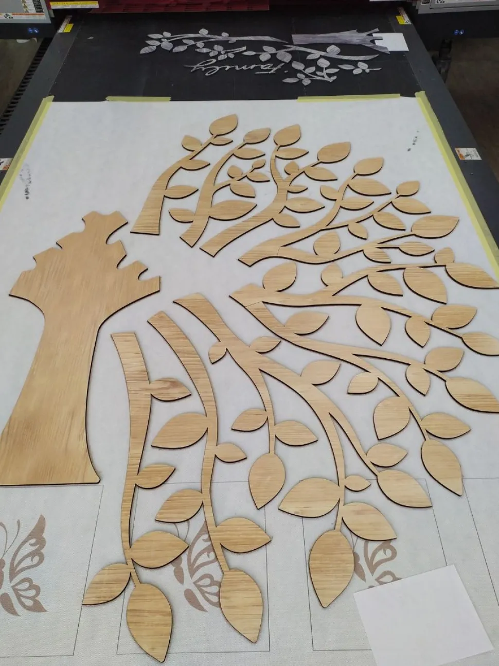 Decorazione in legno albero della vita, legno chiaro in legno MDF, altezza 1,7 metri