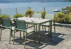 Dining Set Tarquinia da esterno 4 Posti in Ferro, Textilene e Vetroceramica in 2 colori