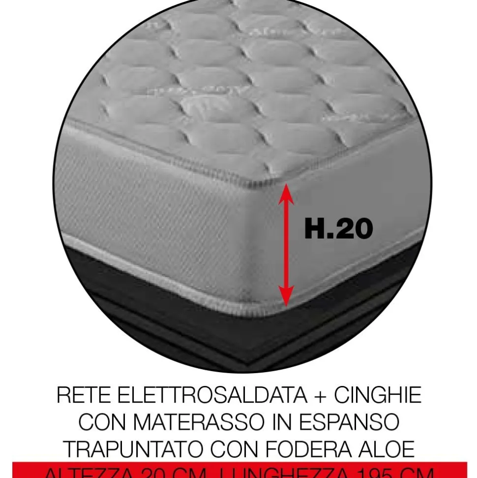 Divano CLEOPATRA trasformabile con materasso disponibile in diversi tessuti