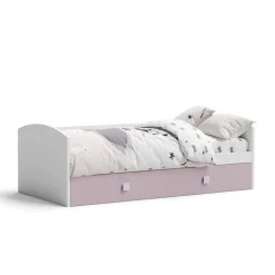 Divano letto ad estrazione Bato finitura Malva e Bianco Frassino