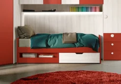 Divano Letto singolo con cassettoni e vano a giorno Grigio cenere disponibile in vari colori