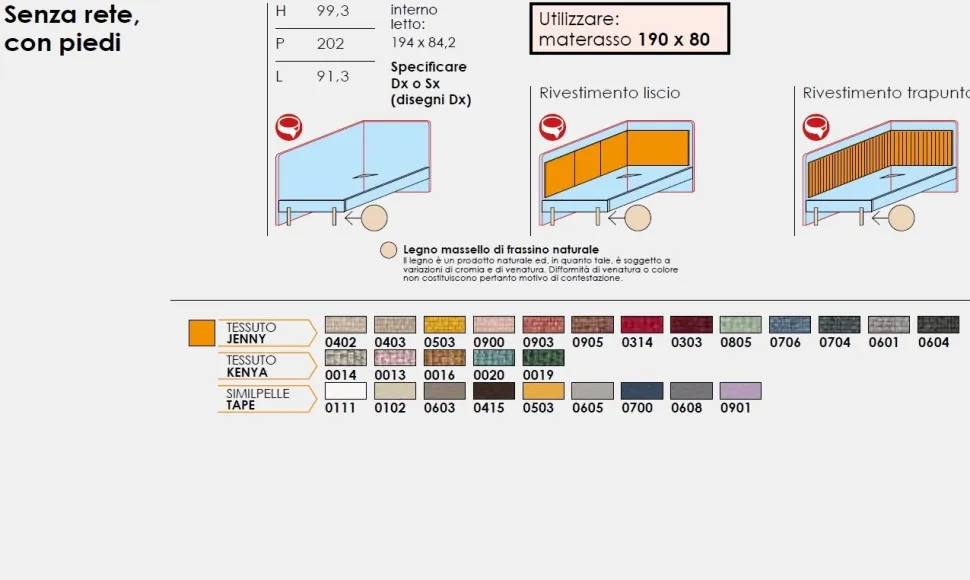 Divano letto singolo disponibile in 3 versioni e 26 colorazioni linea Airone