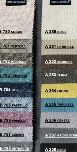 Divano PAOLA imbottito disponibile in diversi tessuti SFODERABILE