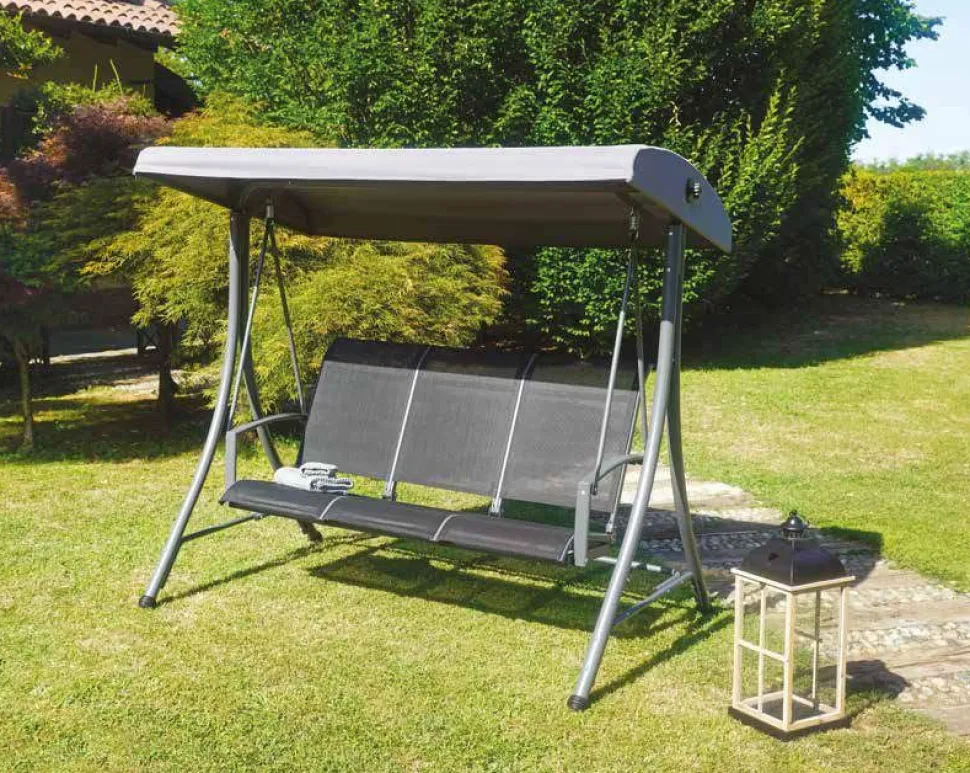 Dondolo da Giardino 3 Posti Struttura Bianca e Textilene disponibile in 2 colori