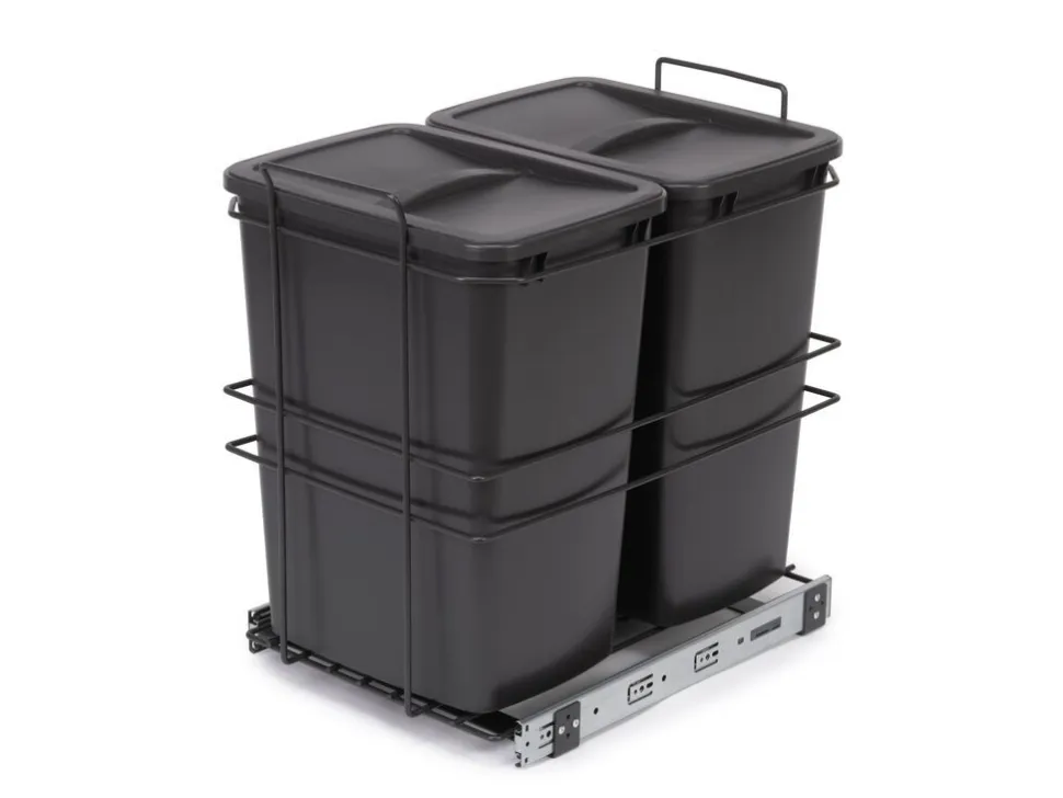 Doppia pattumiera estraibile con apertura manuale per il montaggio sul fondo dei cassetti Recycle 2x35lt