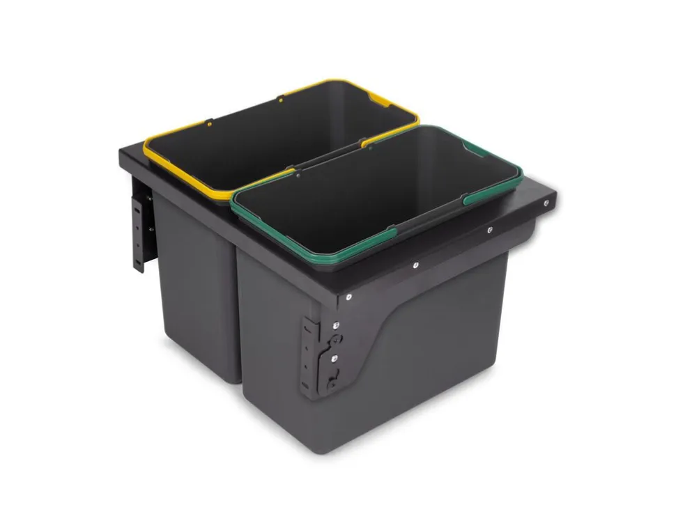 Doppio contenitore per la raccolta differenziata da montare lateralmente sul mobile della cucina Recycle