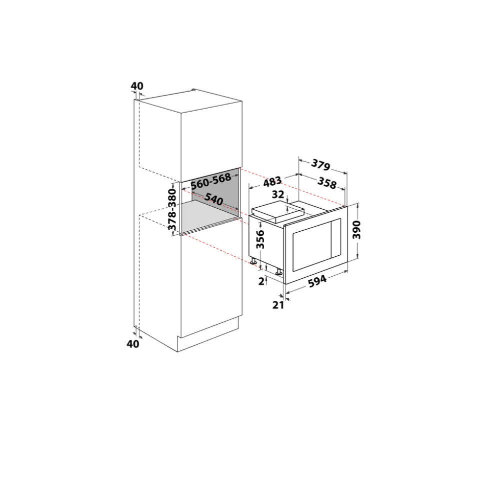 Forno a Microonde ad incasso Whirlpool WMF250G