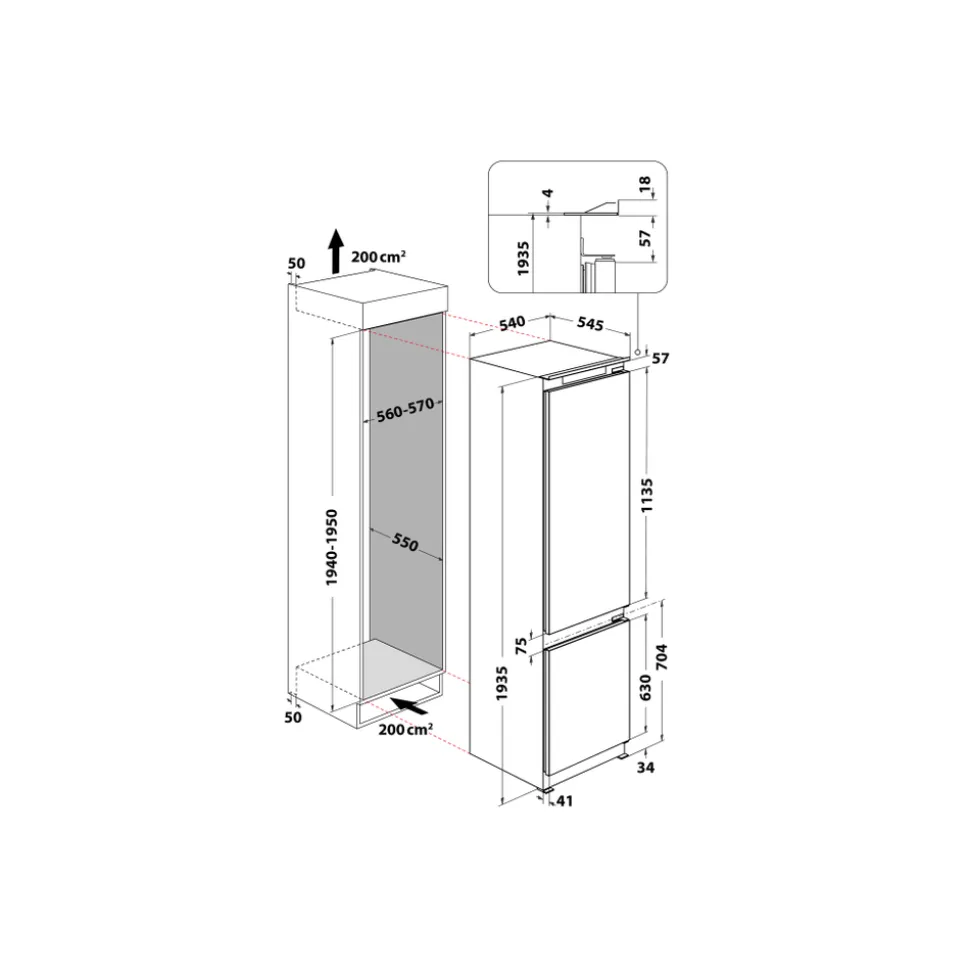 Frigorifero combinato da incasso Whirlpool ART9814SF1