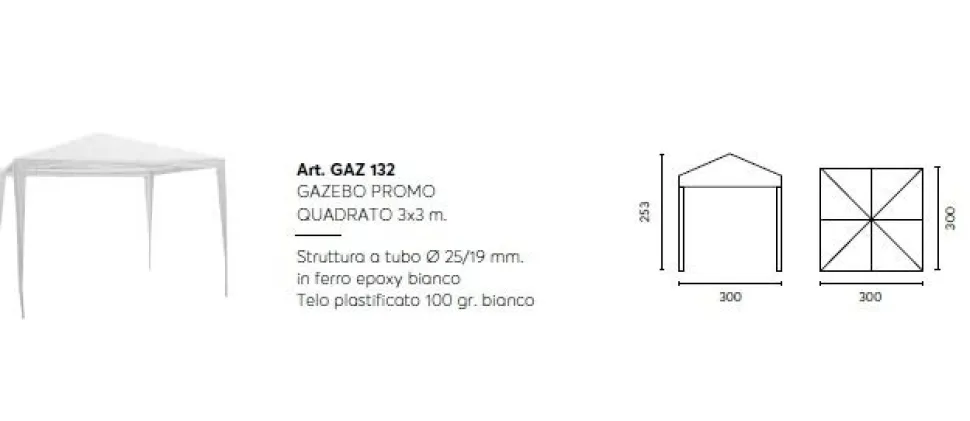 Gazebo da Giardino 3x3 m struttura leggera in Ferro Epoxy Bianco