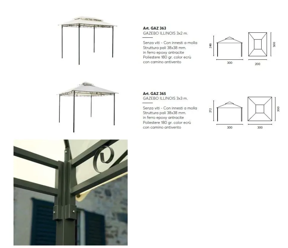 Gazebo in ferro Antracite montaggio rapido senza Viti 2 Misure