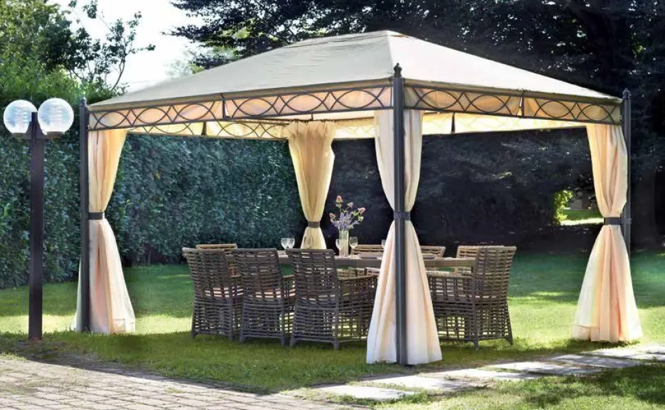 Gazebo in ferro Antracite pali Ø 72 mm Tende e Zanzariere Incluse