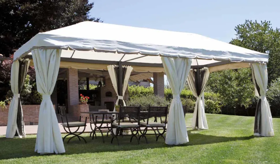 Gazebo Rettangolare Maxi 6x3 m pali Ø 100 mm Telo 350 gr. con Tende Laterali