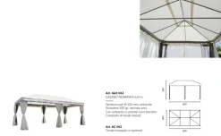 Gazebo Rettangolare Maxi 6x3 m pali Ø 100 mm Telo 350 gr. con Tende Laterali