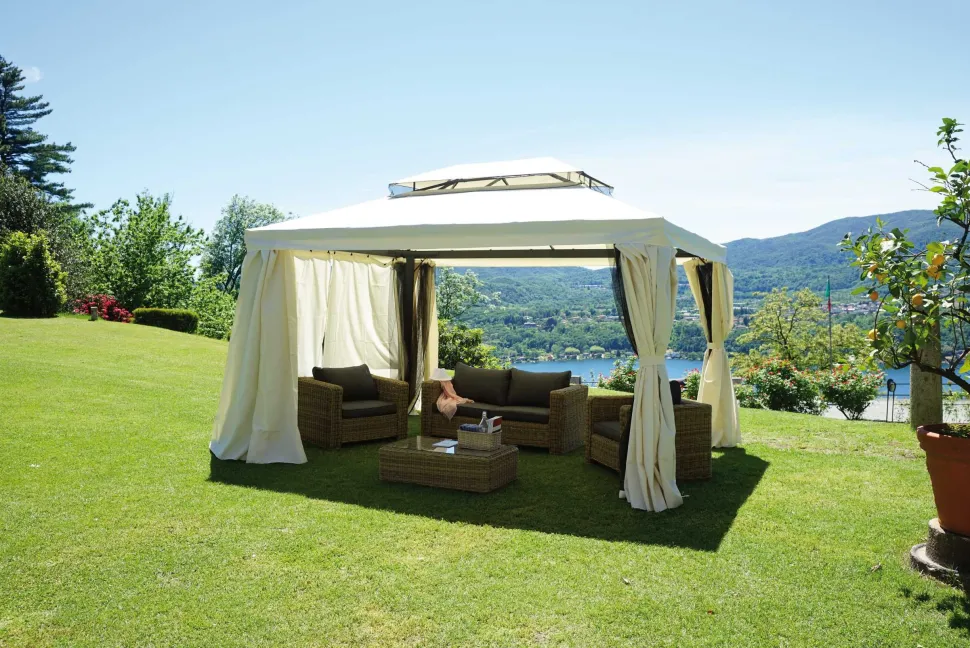 Gazebo 3x4 m in Alluminio Antracite pali Triangolari 100x130 mm