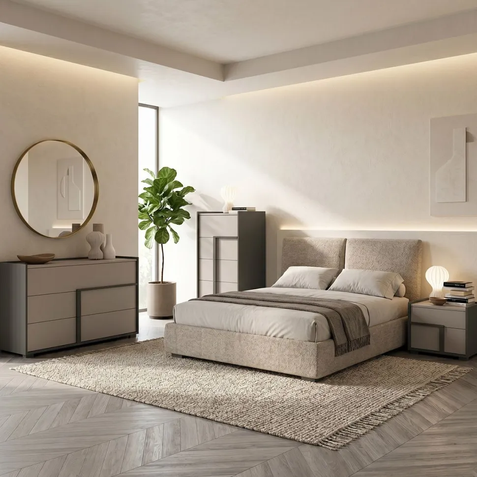 Gruppo Notte Completo Tory - Comò, Settimino e 2 Comodini (Colori Personalizzabili)
