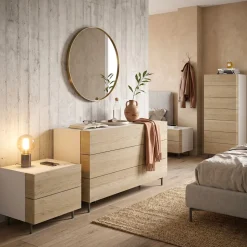 Gruppo Notte Moderno Baiko Già Montato (Colori Laccati e Piedini in Ferro Opzionali)