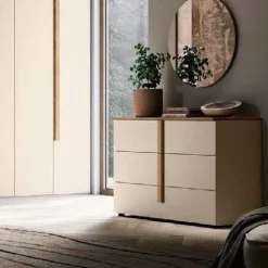 Gruppo notte moderno con maniglia in MDF rivestito Vertigo disponibile in vari colori