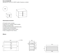 Gruppo notte moderno con maniglia in MDF rivestito Vertigo disponibile in vari colori