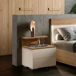 Gruppo notte moderno senza maniglie Mary disponibile in vari colori