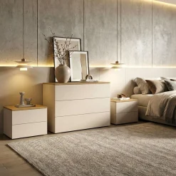 Gruppo notte moderno senza maniglie Mary disponibile in vari colori