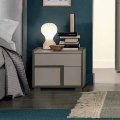 Gruppo Notte Tory (Comò e Comodini) - Linea Domino in Grigio Londra e Cachemire personalizzabili