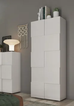 Guardaroba due ante battenti linea Dama in finitura Bianco Lucido
