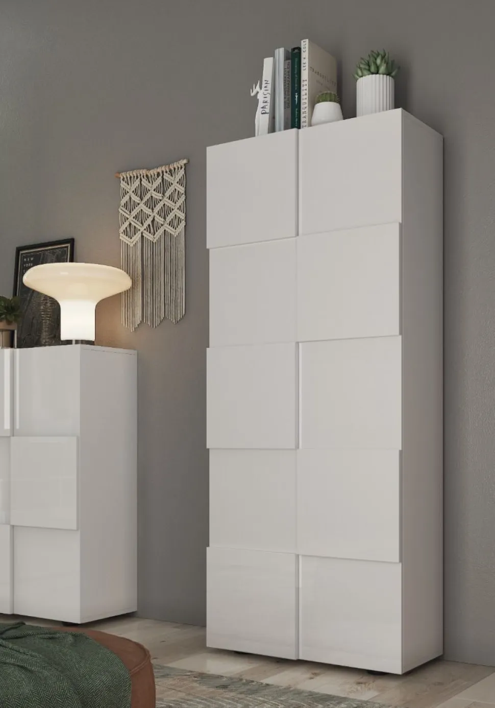Guardaroba due ante battenti linea Dama in finitura Bianco Lucido