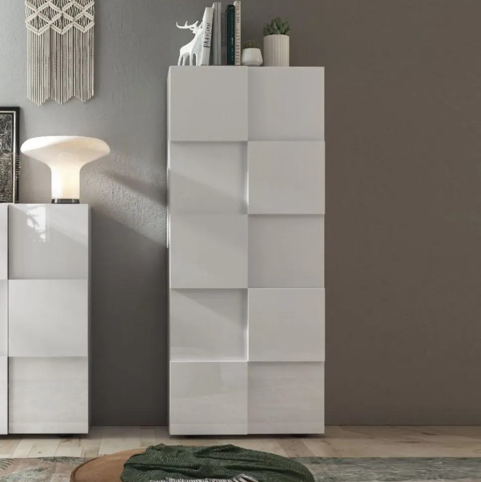 Guardaroba due ante battenti linea Dama in finitura Bianco Lucido