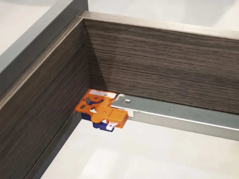 Guide a scomparsa Slippe per cassetti ad estrazione totale con chiusura soft e aggancio, 440, Zincato bianco